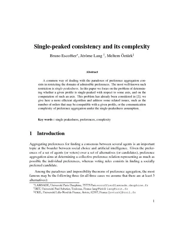Single-peakedconsistencyanditscomplexityBrunoEscofer,J