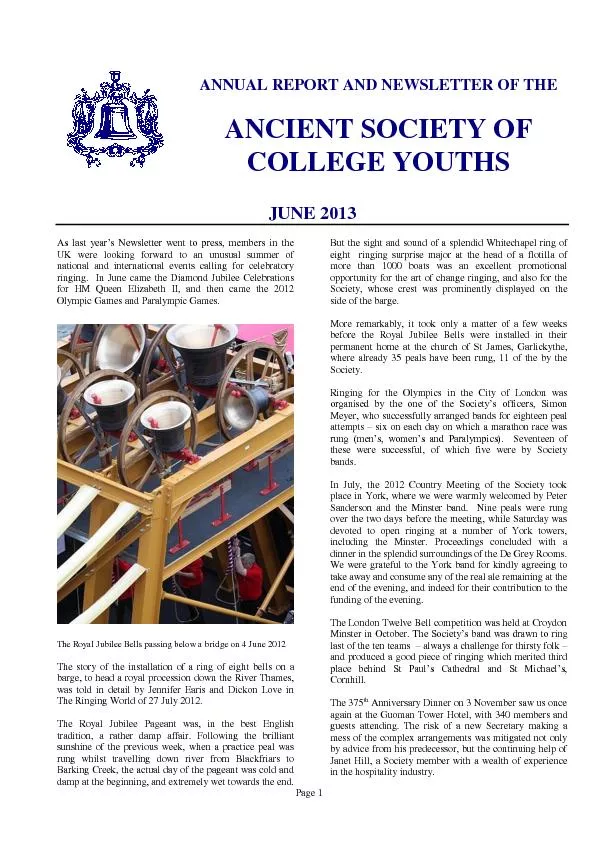 ANNUAL REPORT AND NEWSLETTER OF THE