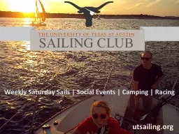 Weekly Saturday Sails | Social Events | Camping | Racing