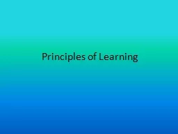 Principles of Learning