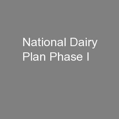 National Dairy Plan Phase I