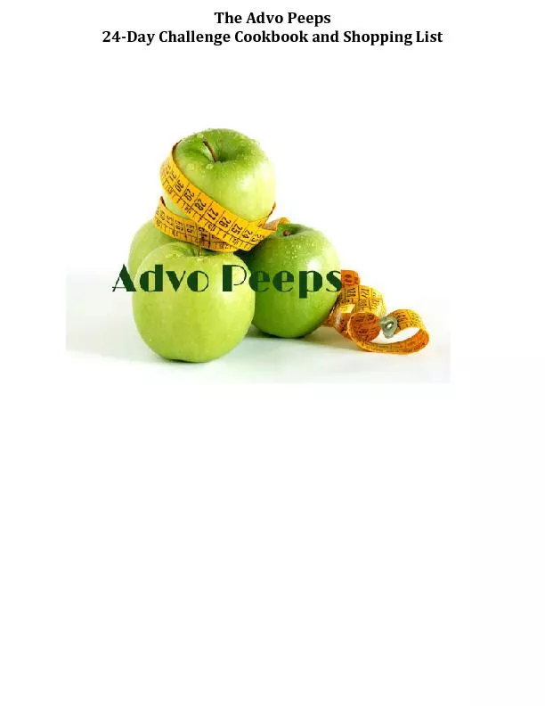 The Advo Peeps Day Challenge Cookbookand Shopping List