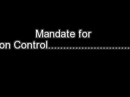 Mandate for Production Control........................................