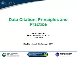 Data Citation, Principles and Practice