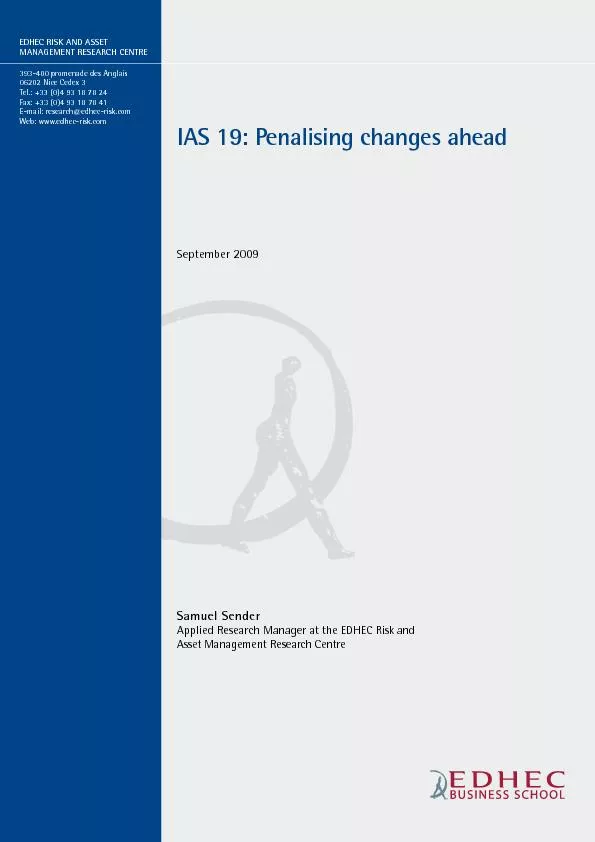 IAS 19: Penalising changes ahead September 2009