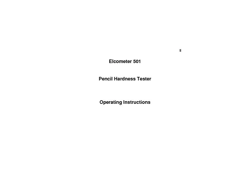 enElcometer 501Pencil Hardness TesterOperating Instructions