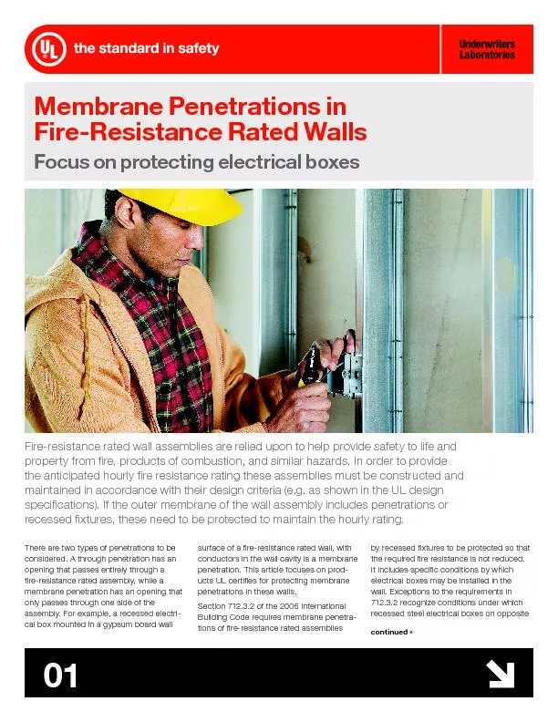Membrane Penetrations in Fire-Resistance Rated WallsFocus on protectin
