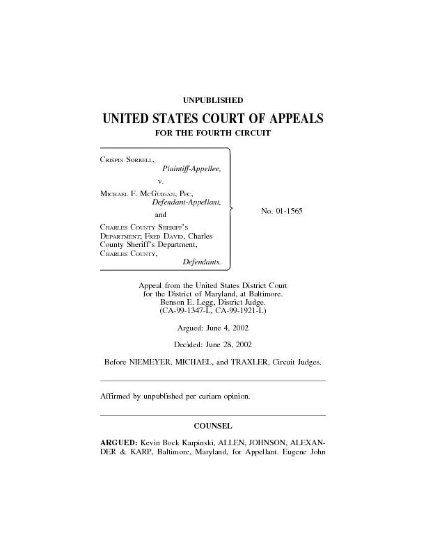 UNITED STATES COURT OF APPEALSFOR THE FOURTH CIRCUIT 