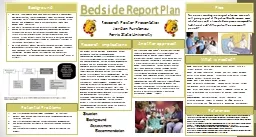 Bedside Report Plan