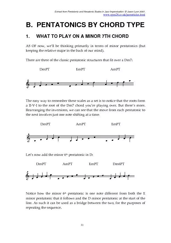 Extract from Pentatonic and Hexatonic Scales in Jazz Improvisation  