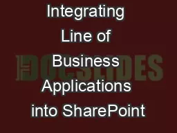 Integrating Line of Business Applications into SharePoint