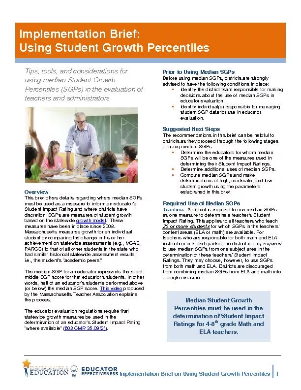 Implementation Brief on Using Student Growth Percentiles