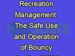 The Safe Use and Operation of Bouncy Castles Institute of Sport  Recreation Management