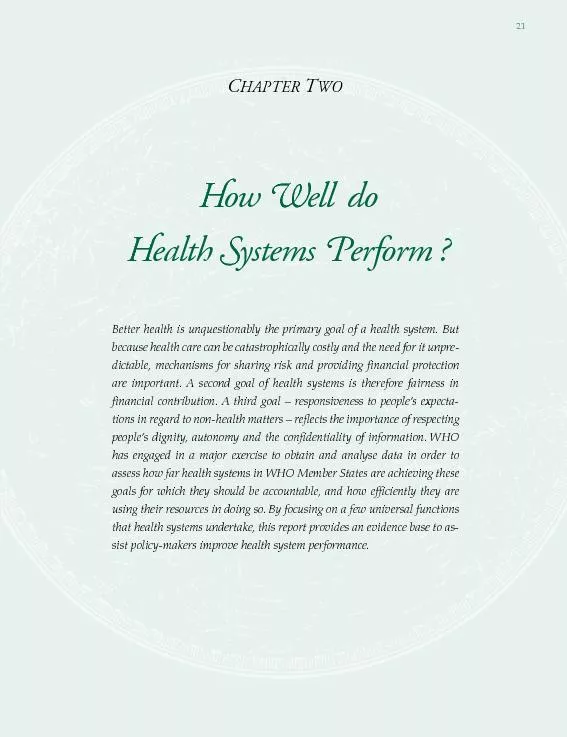 How Well do Health Systems Perform?