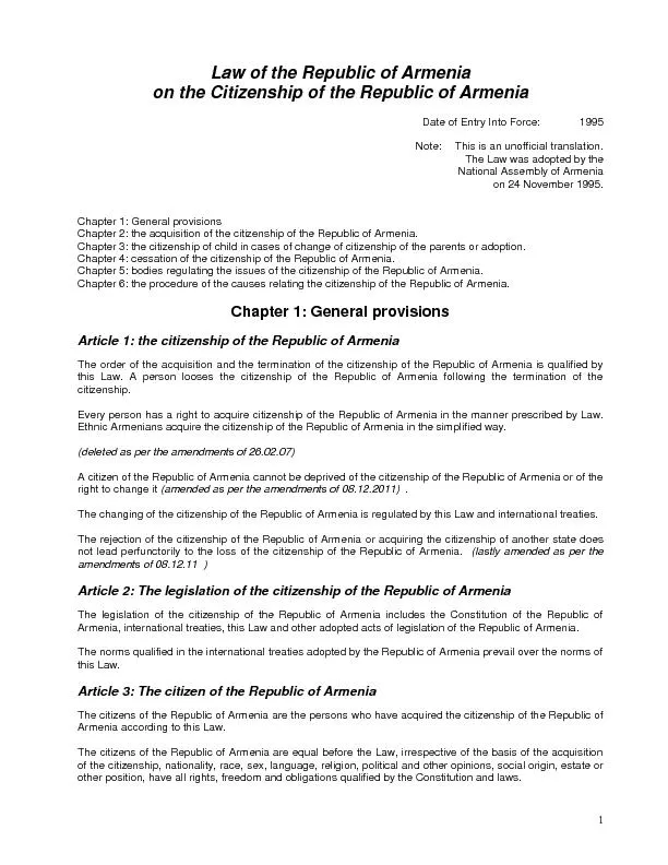 Law of the Republic of Armenia