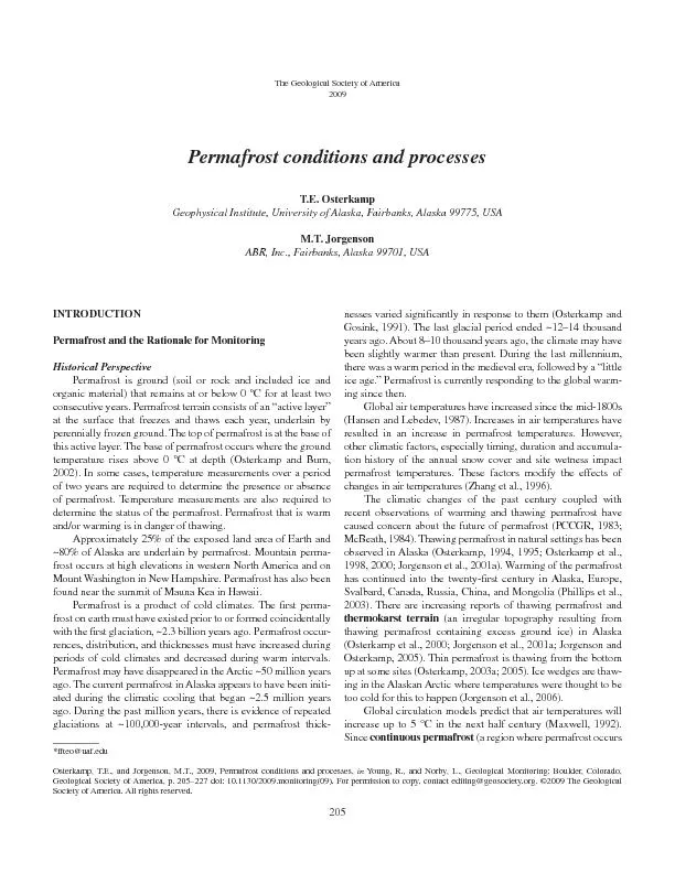 Permafrost and the Rationale for MonitoringHistorical PerspectivePerma