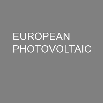 EUROPEAN PHOTOVOLTAIC