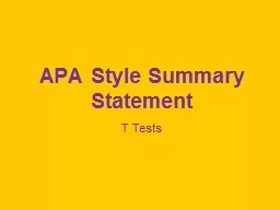 APA Style Summary Statement