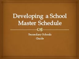 Developing a School Master Schedule