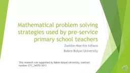 Mathematical problem solving strategies used by pre-service