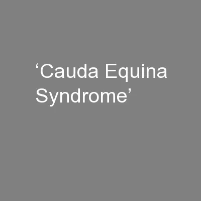 ‘Cauda Equina Syndrome’