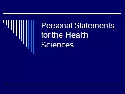 Personal Statements for the Health Sciences