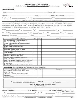 Boxing Ontario Medical Form To be filled out by a Licensed Medical Physician Only MD