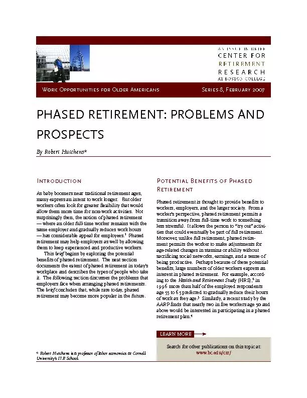 PHASED RETIREMENT: PROBLEMS AND