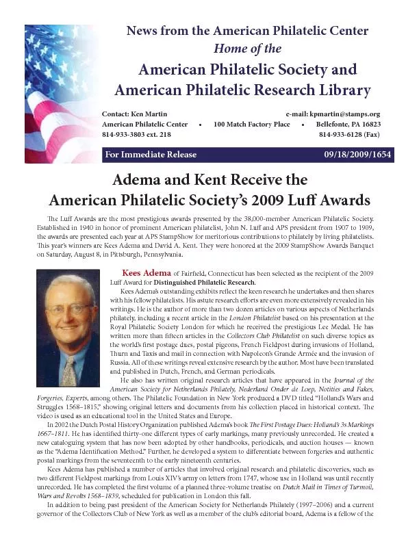 News from the American Philatelic CenterHome of theAmerican Philatelic