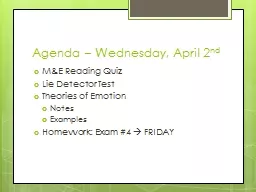 Agenda – Wednesday, April 2