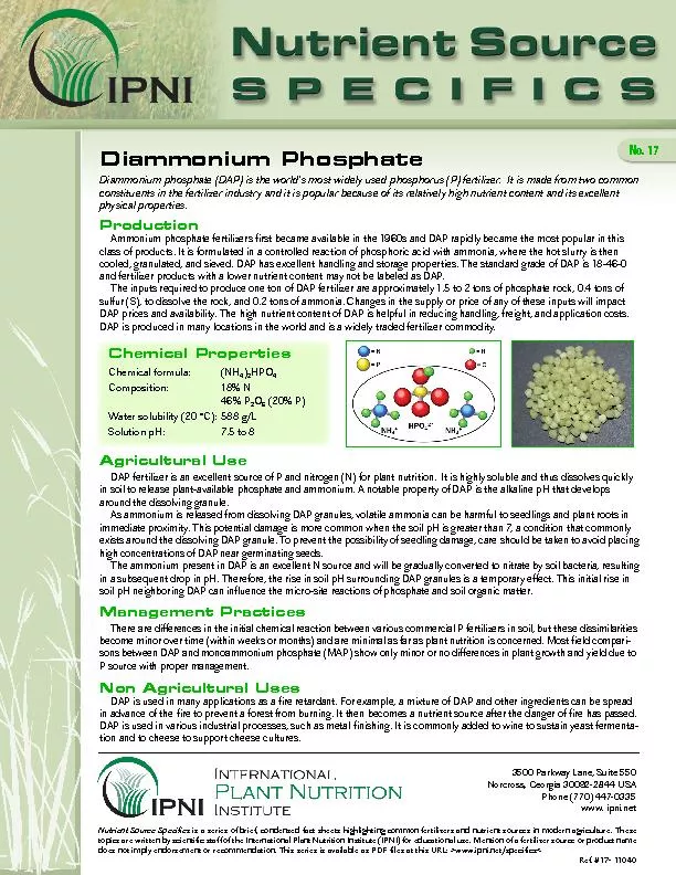 Diammonium phosphate (DAP) is the world’s most widely used phos
