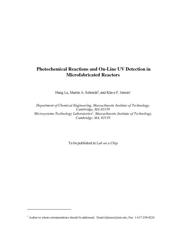 Photochemical Reactions and On-Line UV Detection in Microfabricated Re