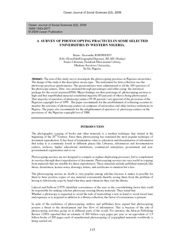 Ozean Journal of Social Sciences 2(2), 2009