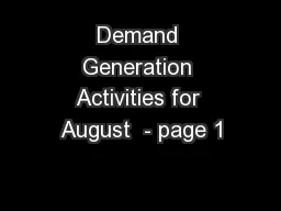 Demand Generation Activities for August  - page 1