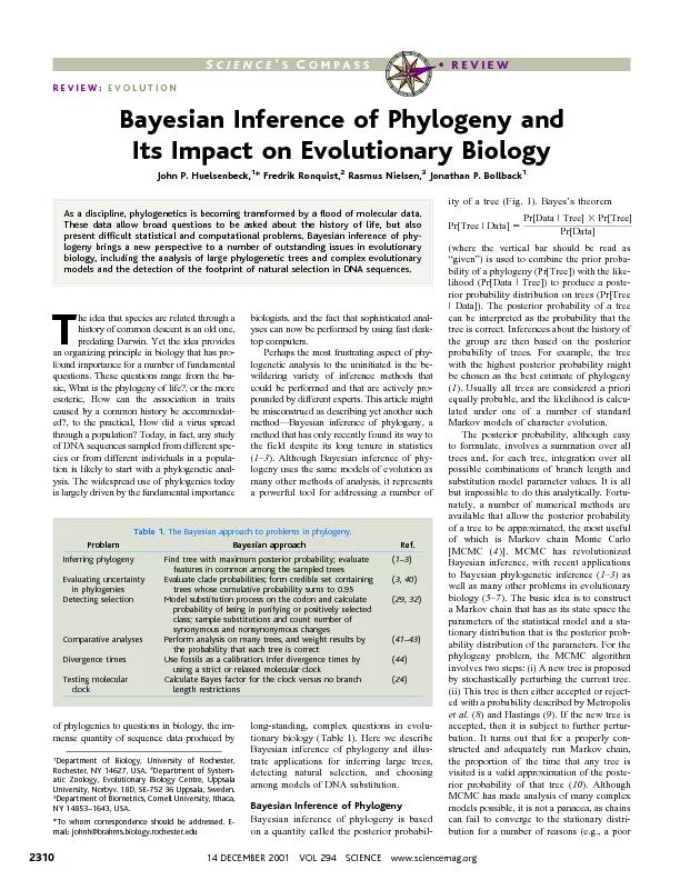 BayesianInferenceofPhylogenyandItsImpactonEvolutionaryBiologyJohnP.Hue