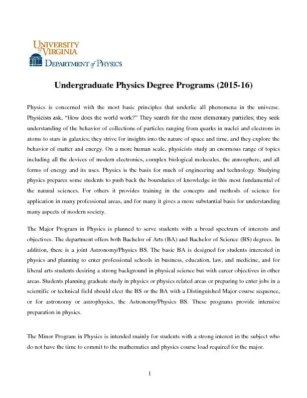 Undergraduate Physics Degree Programs