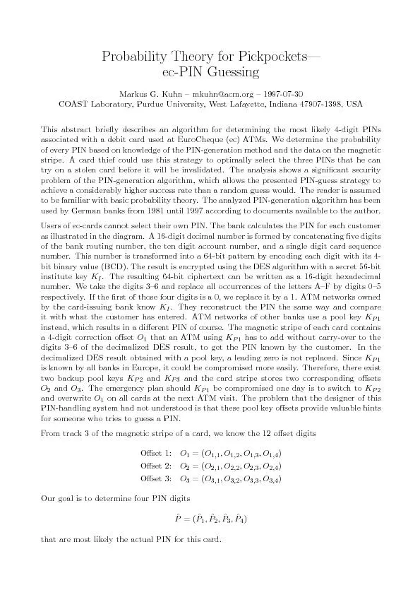 denotetherandomvariablerepresentingthe-thdigitoftheactualPINofacard,an