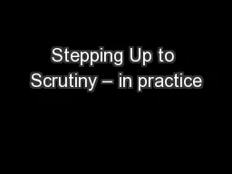 Stepping Up to Scrutiny – in practice