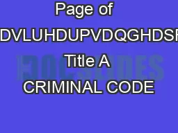 Page of  ODEDPDVLUHDUPVDQGHDSRQVDZ Title A CRIMINAL CODE