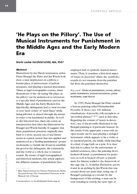 ’He Plays on the Pillory’. The Use of Musical Instruments fo