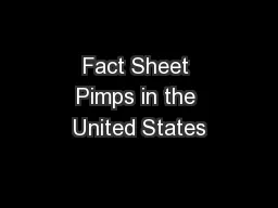 Fact Sheet Pimps in the United States