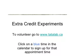 Extra Credit Experiments