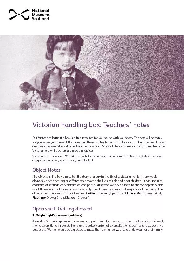 Victorian handling box: Teachers’ notesOur Victorians Handling Bo