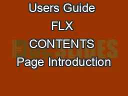 Users Guide FLX CONTENTS Page Introduction