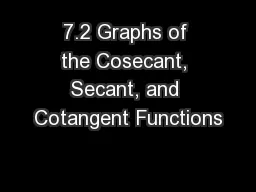7.2 Graphs of the Cosecant, Secant, and Cotangent Functions