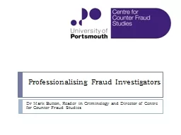 Professionalising Fraud Investigators