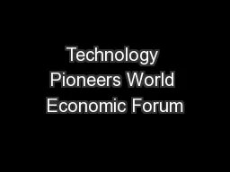 Technology Pioneers World Economic Forum