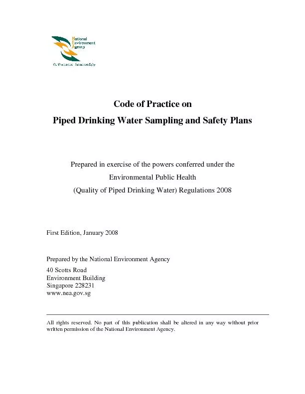 Code of Practice on  Piped Drinking Water Sampling and Safety Plans