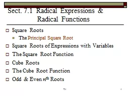 Sect. 7.1  Radical Expressions &