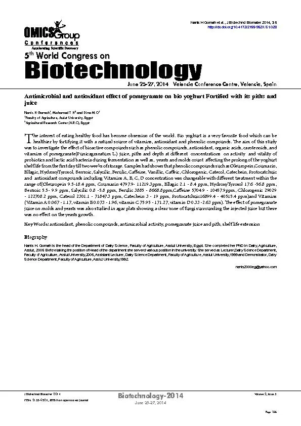Antimicrobial and antioxidant effect of pomegranate on bio yoghurt For